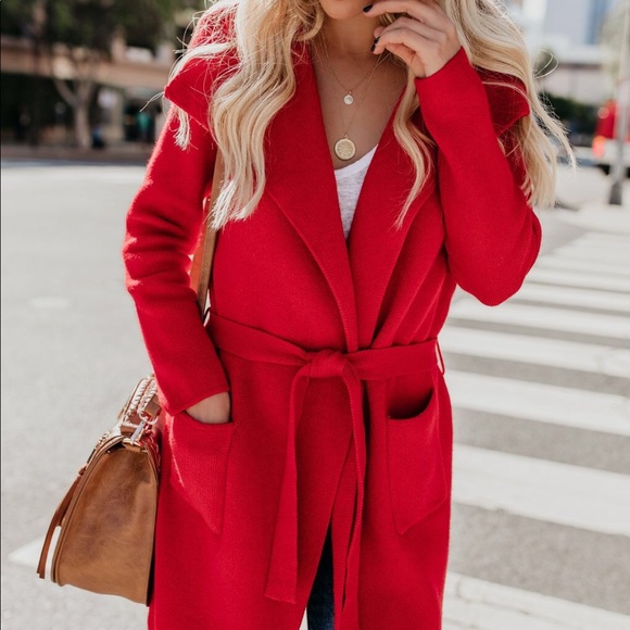 Vibrant Red Coatigan - Picture 7 of 7